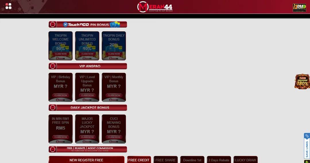 Merah44 promotions page for Malaysian players.